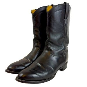 Nocona Mens Size 9.5 D Plain Black Pull On Midcalf Western Cowboy Boots USA